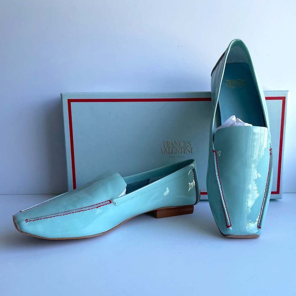 Frances Valentine Light Blue Leather Loafers